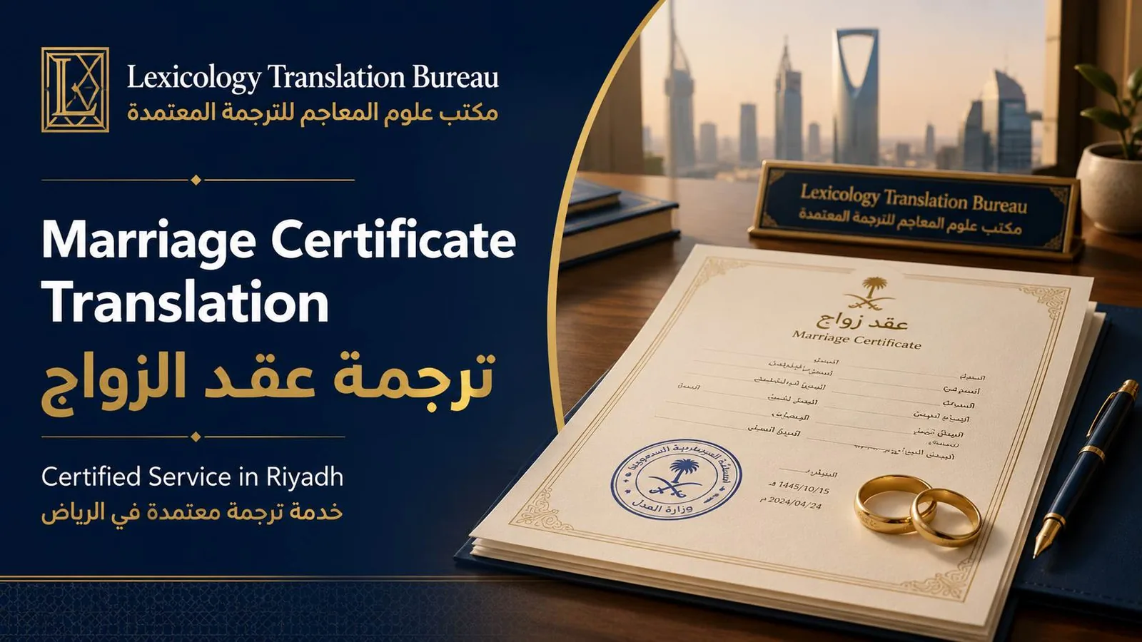خدمة ترجمة عقد الزواج ترجمة معتمدة في الرياض من مكتب علوم المعاجم للترجمة المعتمدة