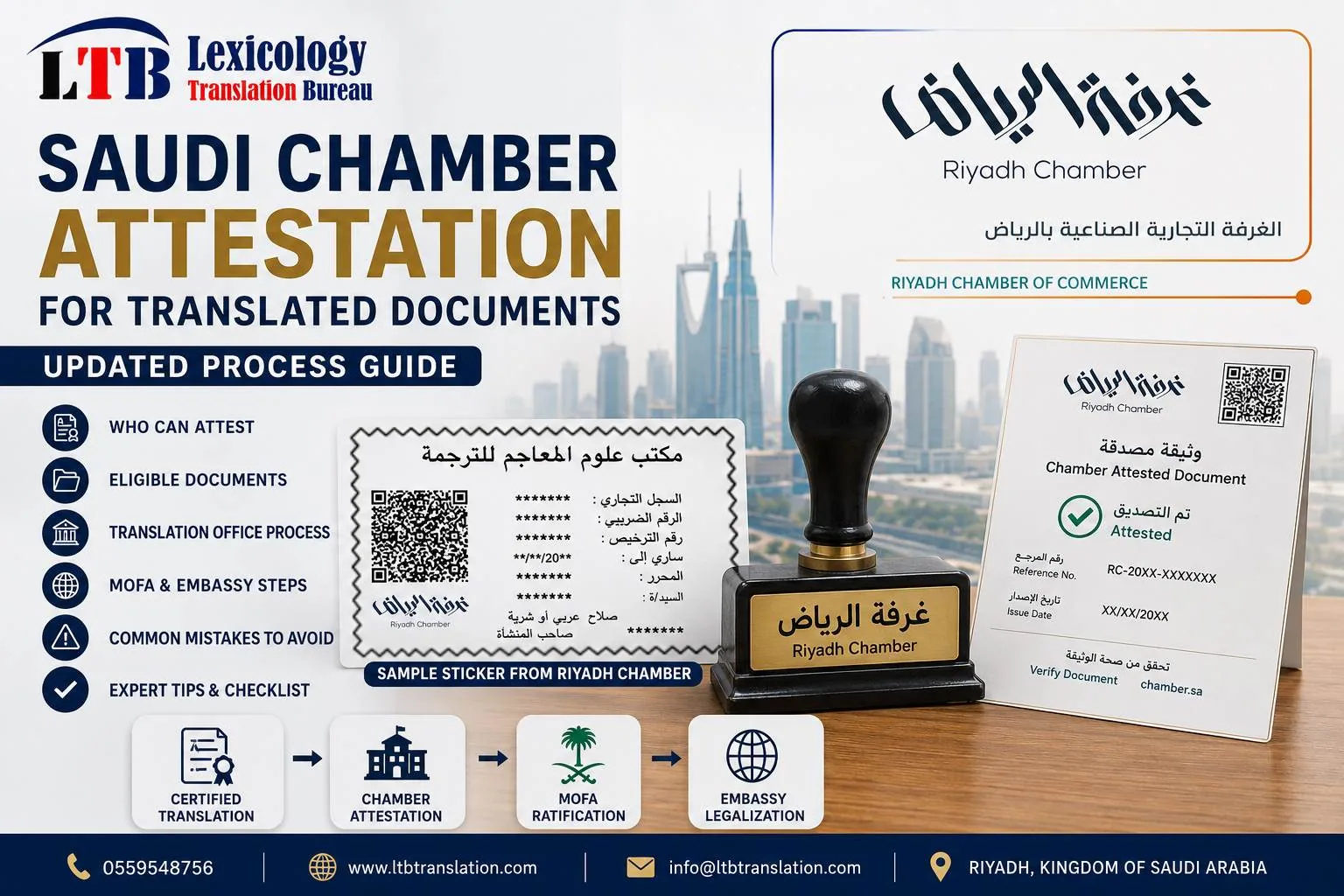 تصديق الغرفة التجارية وترجمة المستندات التجارية في السعودية