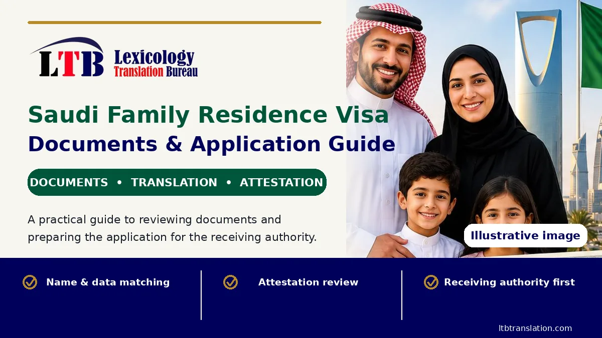 Saudi family residence visa documents and translation guide in Riyadh