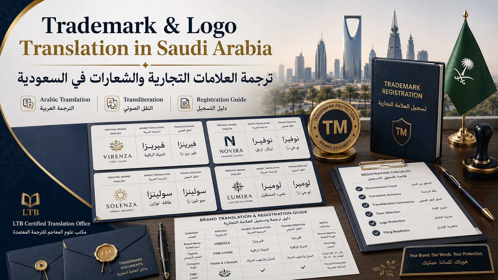 ترجمة معتمدة للعلامات التجارية والشعارات في السعودية مع مستندات العلامة بالعربية