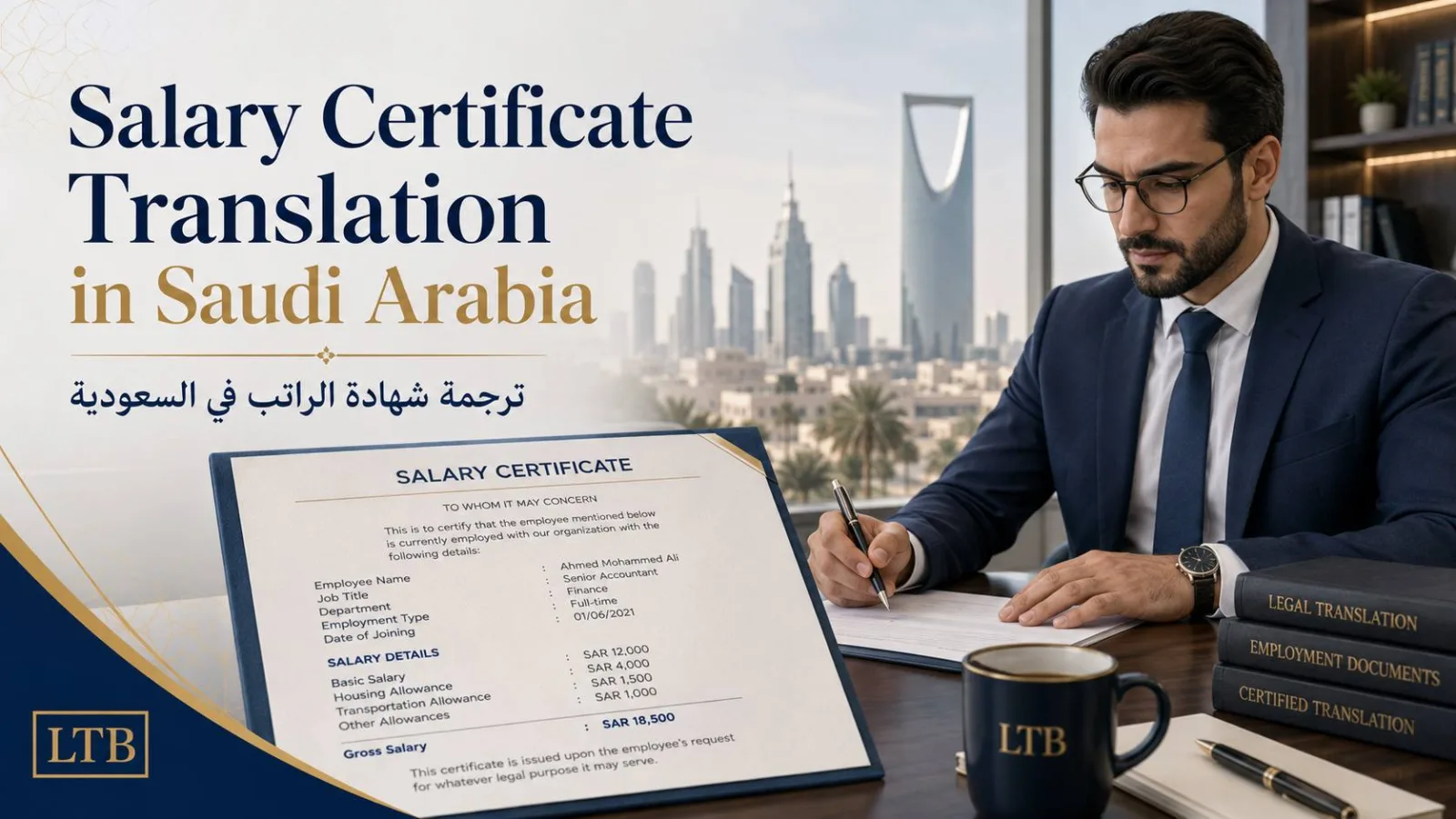 ترجمة شهادة الراتب في السعودية مع مراجعة شهادة قوى وبيانات الراتب والعمل