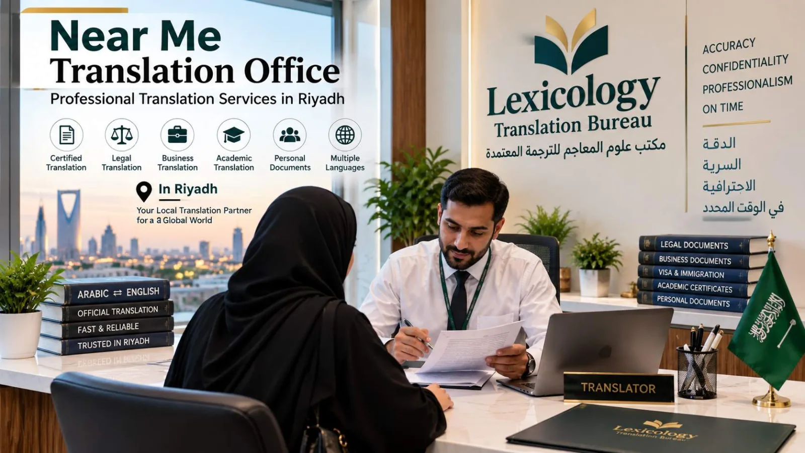 مكتب ترجمة قريب مني في الرياض لخدمات ترجمة الوثائق