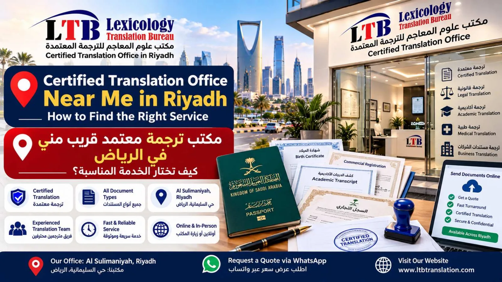 مكتب ترجمة معتمد قريب مني في حي السليمانية بالرياض
