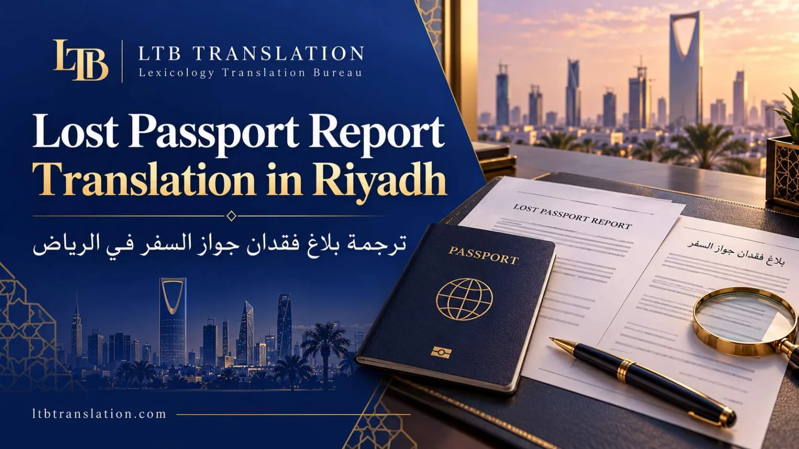 بلاغ فقدان جواز سفر وترجمته بالعربية والإنجليزية للمراجعة